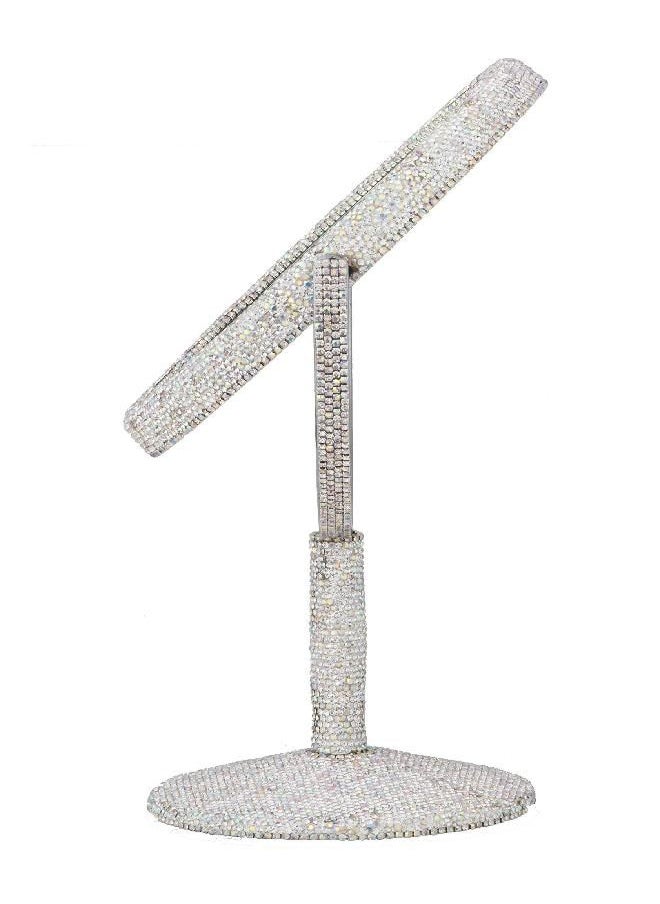TISHAA - TISHAA Bling Makeup Vanity Mirror - Luxury Stand 2X Magnification Double Sided Glass Cosmetic Crystal Rhinestone Diamond Glitter Portable Desk Bathroom Bedroom Tabletop - Image 1