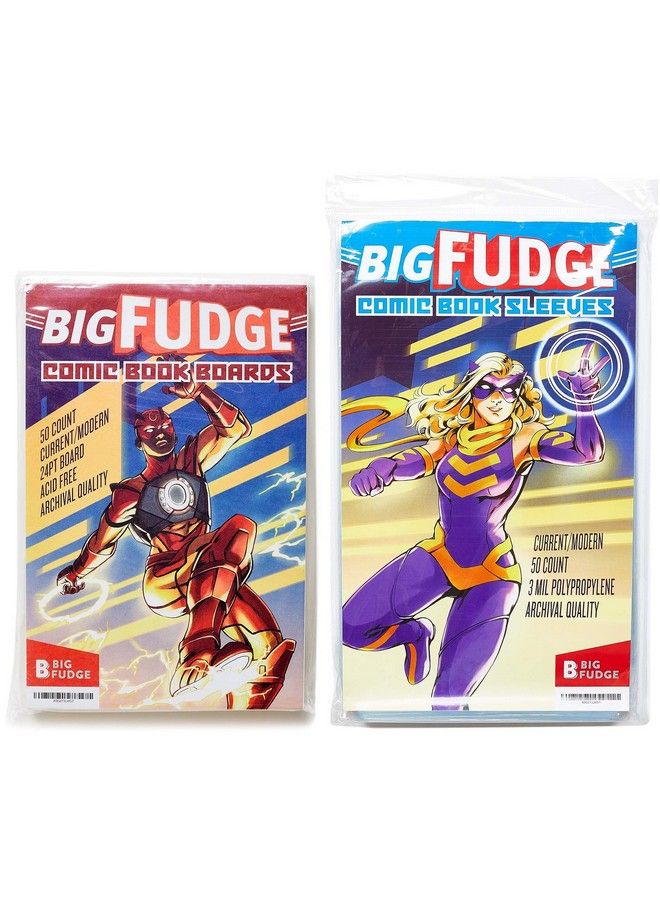 BIG FUDGE Archival Comic Book Bags And Boards Pack Of 50 Comic Bags And 50 Boards For Current Comic Books Or 6.87X10.5 Magazine Acid Free And Crystal Clear Storage For Comics - Image 1