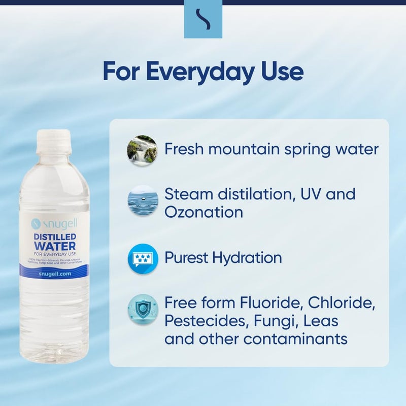 Snugell Bottled Distilled Water for Everyday Use (12-Pack, 16.9 oz Each) â€“ Ultra-Filtered, Pure, and Safe â€“ BPA-Free â€“ Everyday Use â€“ Made in USA - Image 2