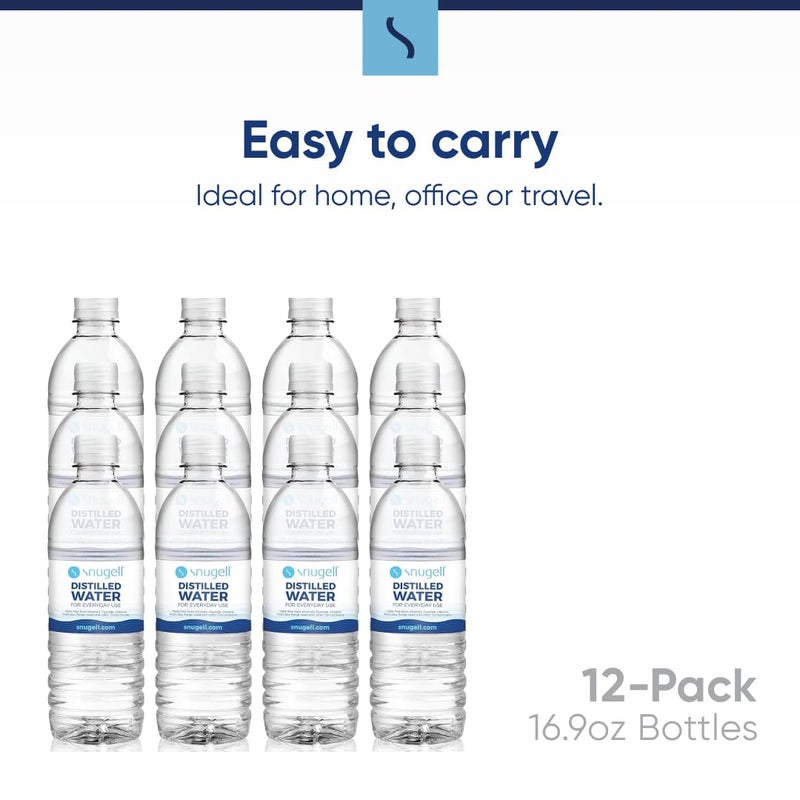 Snugell Bottled Distilled Water for Everyday Use (12-Pack, 16.9 oz Each) â€“ Ultra-Filtered, Pure, and Safe â€“ BPA-Free â€“ Everyday Use â€“ Made in USA - Image 4