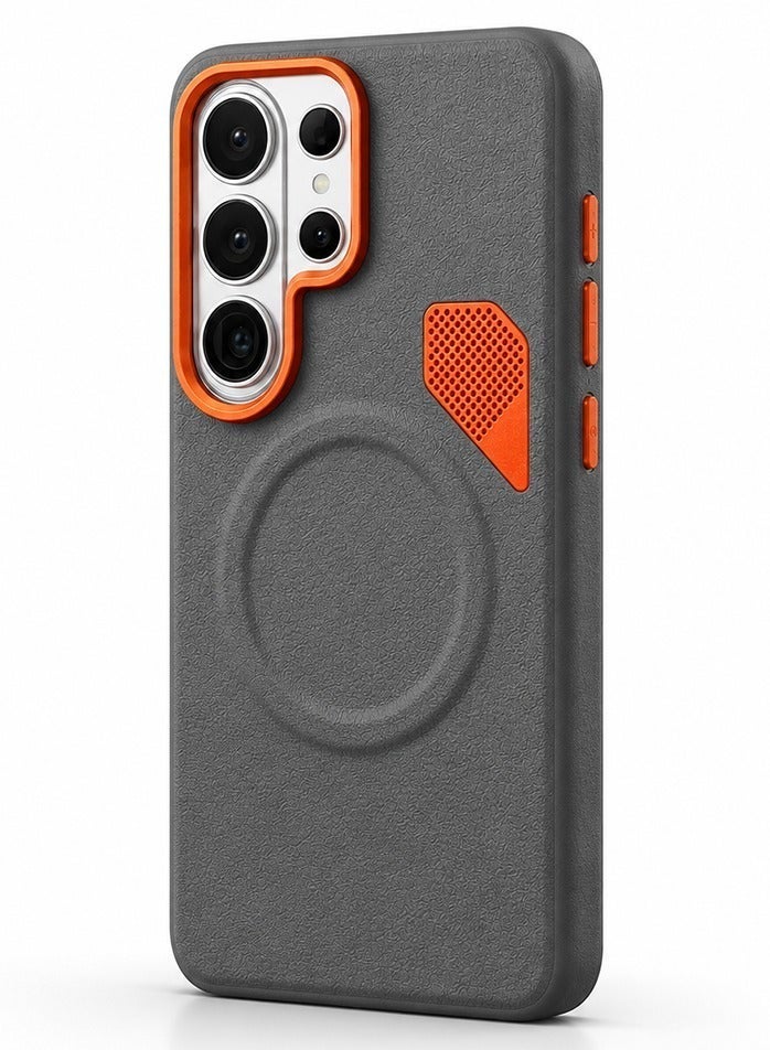O Ozone Magnetic Matte PU Case Compatible With Samsung Galaxy S26 Ultra | Compatible with Mag-Safe|Leather Texture Armor Back Cover with Dual-Tone Matte Finish, Shock-Resistant Slim Protective Case