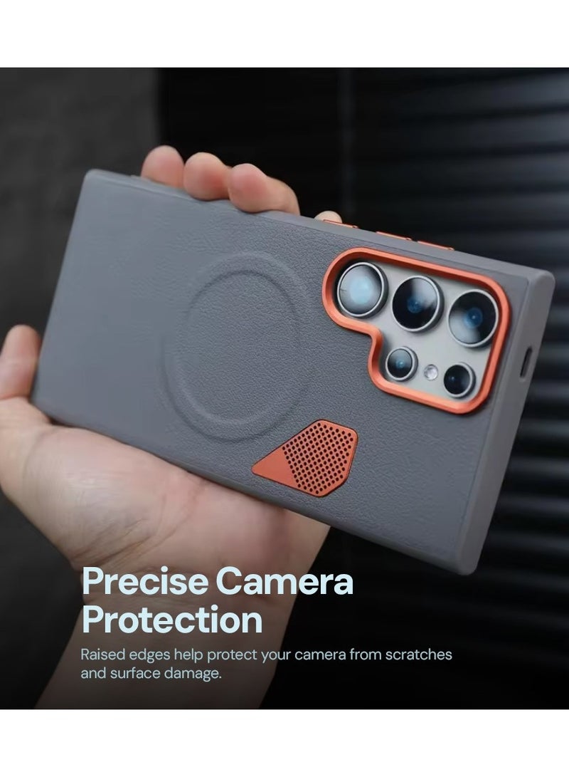 O Ozone Magnetic Matte PU Case Compatible With Samsung Galaxy S26 Ultra | Compatible with Mag-Safe|Leather Texture Armor Back Cover with Dual-Tone Matte Finish, Shock-Resistant Slim Protective Case - Image 5