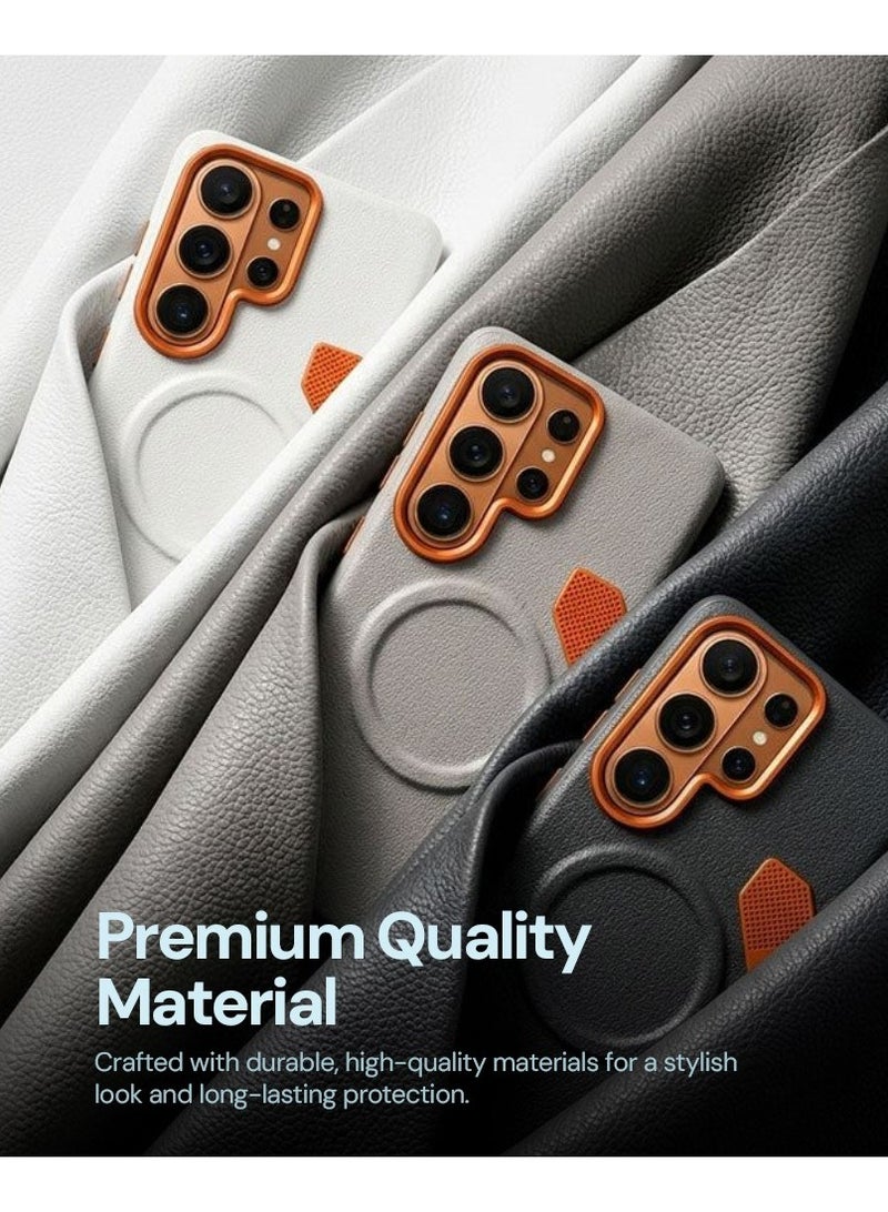 O Ozone Magnetic Matte PU Case Compatible With Samsung Galaxy S26 Ultra | Compatible with Mag-Safe|Leather Texture Armor Back Cover with Dual-Tone Matte Finish, Shock-Resistant Slim Protective Case - Image 2