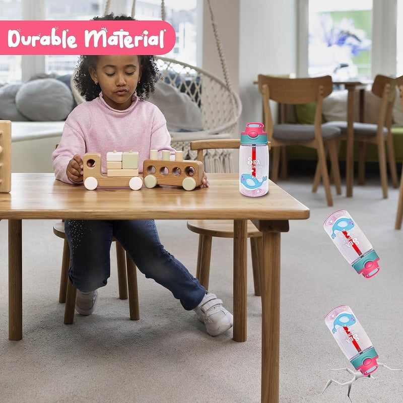 سبرينترز زجاجة مياه للأطفال سعة 14 أونصة، خالية من مادة BPA، مزودة بقشة، زجاجة مياه للأطفال للمدرسة والسفر والنزهات، قابلة لإعادة الاستخدام، كوب للأطفال الصغار للاستخدام الداخلي والخارجي... (450 مل، وردي) - Image 5