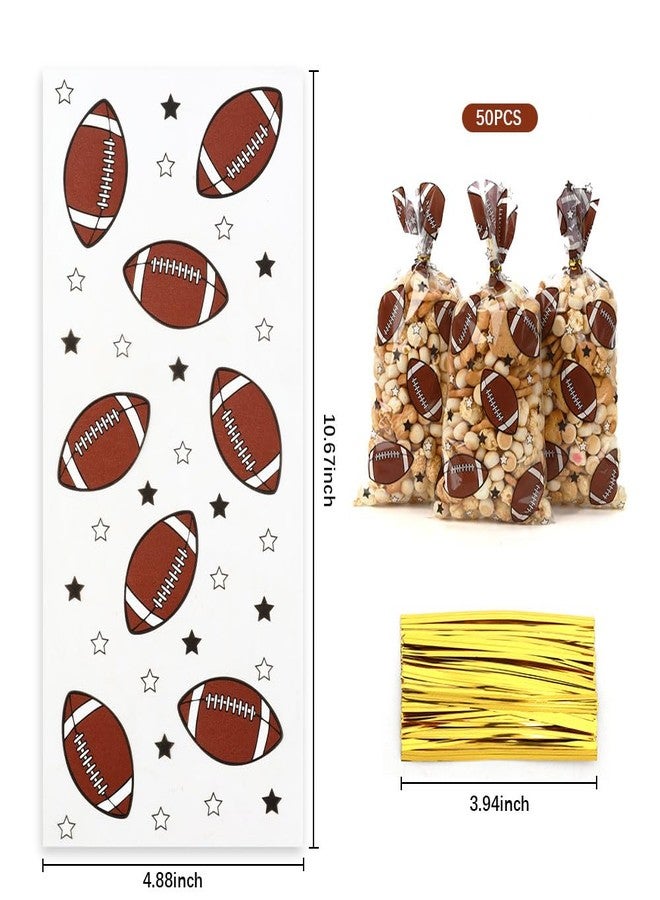 eowqeiur 50 PCS Football Cellophane Bags(5x11 Inch) for Candy Goodie Treat Snack Gift Wrap Birthday Party Favors Supplies Decorations Rugby Baggies Pouch - Image 2