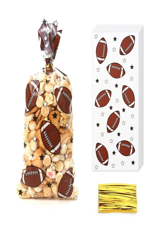 eowqeiur 50 PCS Football Cellophane Bags(5x11 Inch) for Candy Goodie Treat Snack Gift Wrap Birthday Party Favors Supplies Decorations Rugby Baggies Pouch - Image 1