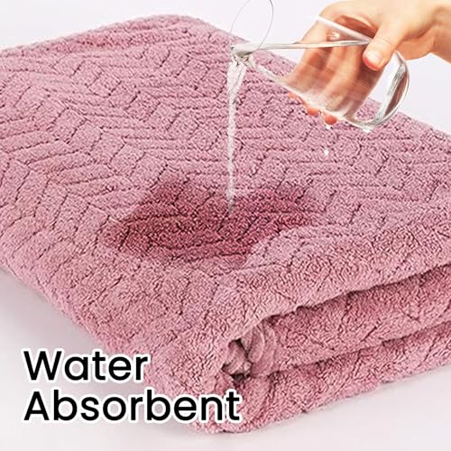 MAXOSHINE Microfiber Towels for Bath Large Size-Super Soft Coral Fleece Bathing Towel with Hook Quick Dry Super Absorbent-Bath Towel for Men and Women-70x140 cm 350 GSM (Green/Pink/Grey, Pack of 3) - Image 4
