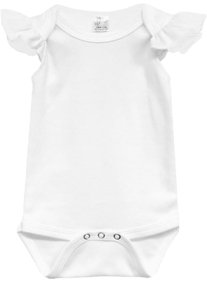 Laughing Giraffe Laughing Giraffe Baby Girl Blank Flutter Short Sleeve Bodysuit One piece bodysuit White  - Image 4