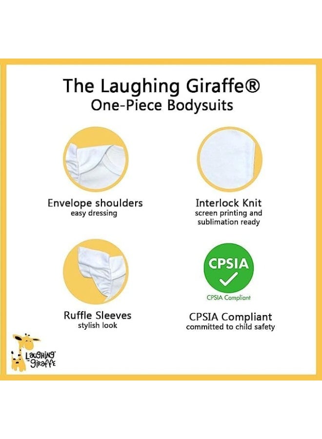 Laughing Giraffe Laughing Giraffe Baby Girl Blank Flutter Short Sleeve Bodysuit One piece bodysuit White  - Image 3