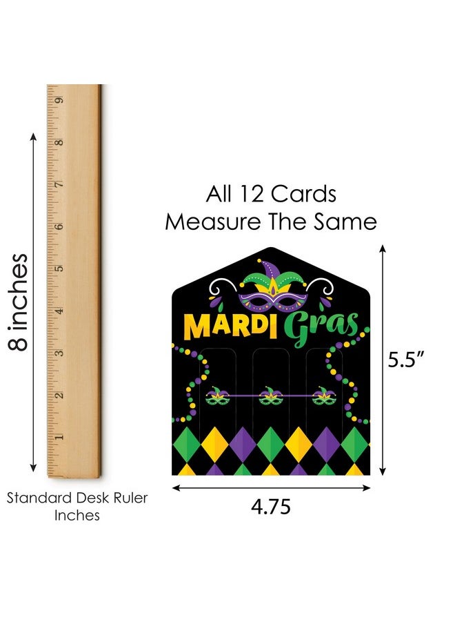 Big Dot of Happiness Big Dot of Happiness Colorful Mardi Gras Mask - Masquerade Party Game Pickle Cards - Pull Tabs 3-in-a-Row - Set of 12  - Image 5
