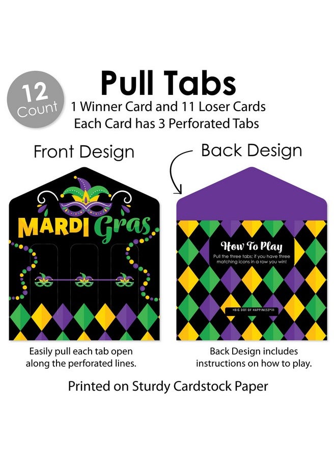 Big Dot of Happiness Big Dot of Happiness Colorful Mardi Gras Mask - Masquerade Party Game Pickle Cards - Pull Tabs 3-in-a-Row - Set of 12  - Image 4