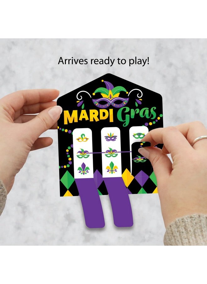 Big Dot of Happiness Big Dot of Happiness Colorful Mardi Gras Mask - Masquerade Party Game Pickle Cards - Pull Tabs 3-in-a-Row - Set of 12  - Image 2