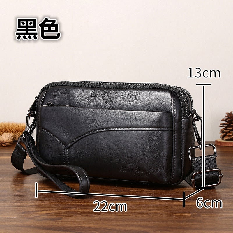 Xiaoduoli New Clutch Leather Messenger Bag Cowhide Shoulder Bag Multi-Functional Small Bag Hand Carrying Wrist Bag Backpack - Image 1