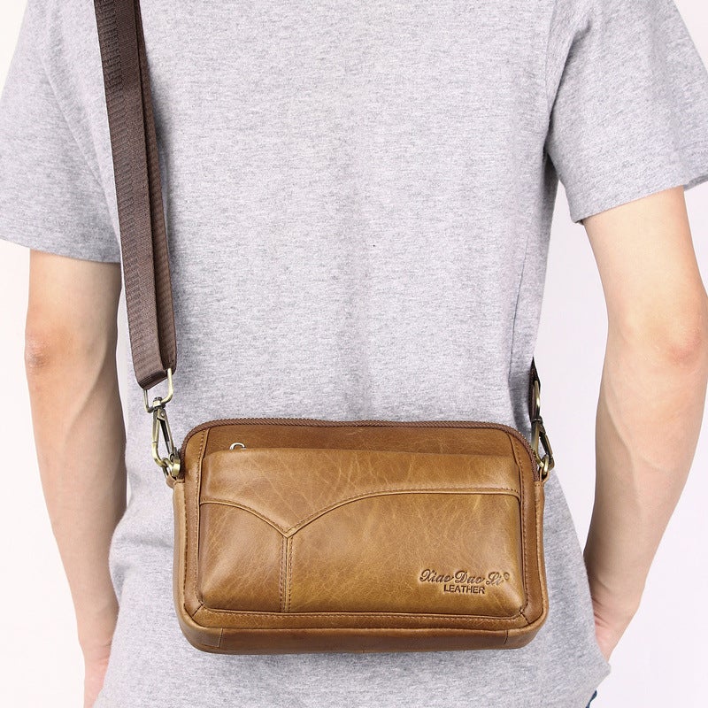Xiaoduoli New Clutch Leather Messenger Bag Cowhide Shoulder Bag Multi-Functional Small Bag Hand Carrying Wrist Bag Backpack - Image 5