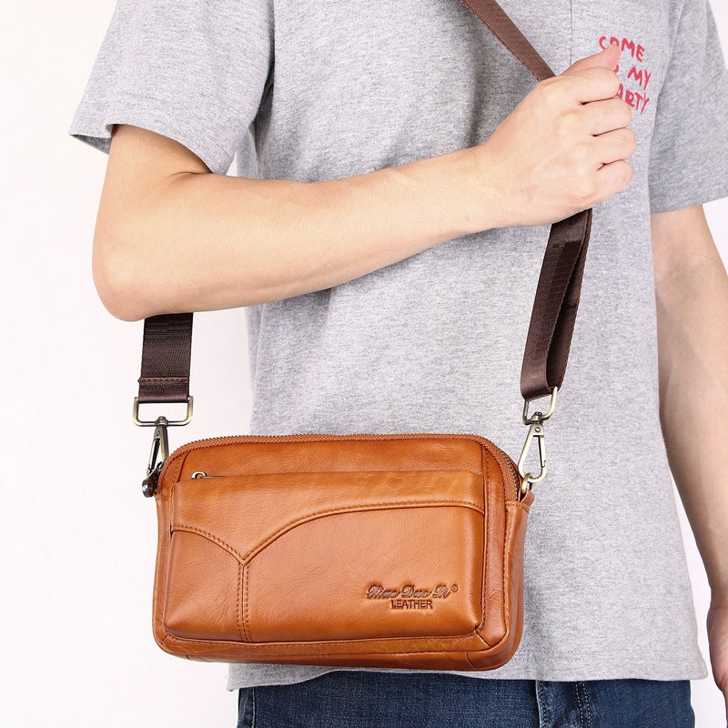 Xiaoduoli New Clutch Leather Messenger Bag Cowhide Shoulder Bag Multi-Functional Small Bag Hand Carrying Wrist Bag Backpack - Image 4