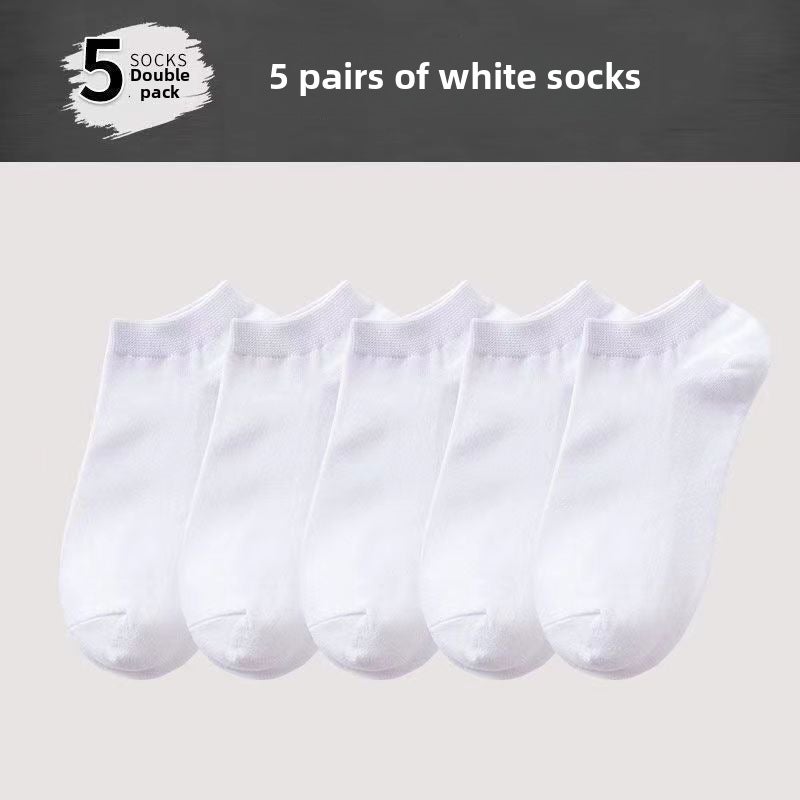 Unisex Cotton Sports Socks Black White Gray 023-2 White - Image 1