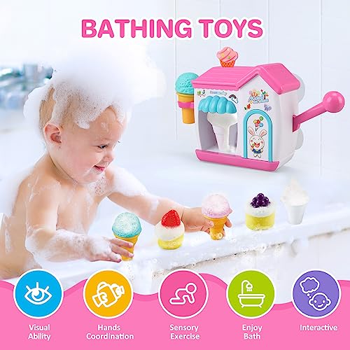 Gretex Toddler Bath Toys for 3 4 5 6 7 8 Years Old Girls Bubble Ice Cream Maker Bath Toy Shower Toys Toddler Bath Toys Age 24 Bathtub Bubble Machine Toy for 3 4 5 6 7 8 Years Old Boys Girls - Image 5