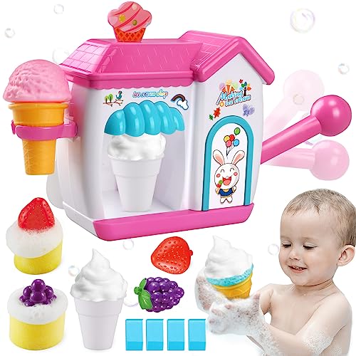 Gretex Toddler Bath Toys for 3 4 5 6 7 8 Years Old Girls Bubble Ice Cream Maker Bath Toy Shower Toys Toddler Bath Toys Age 24 Bathtub Bubble Machine Toy for 3 4 5 6 7 8 Years Old Boys Girls - Image 1
