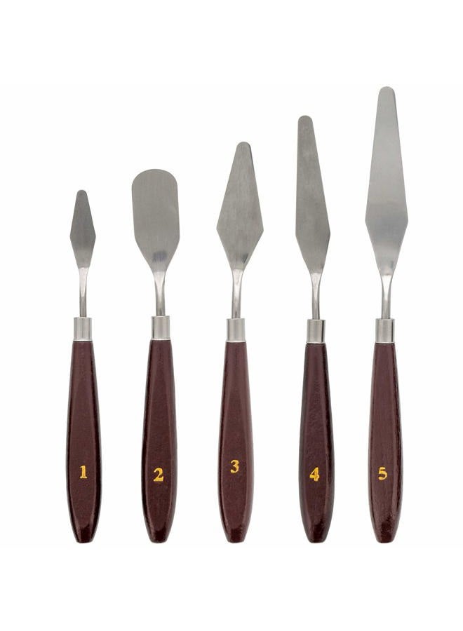 US Art Supply 5-Piece Stainless Steel Palette Knife Set - Flexible Spatula Painting Knives for Color Mixing, Spreading, Applying Oil & Acrylic Paint on Canvases, Cake Icing, 3D Printer Removal Tool - Image 1