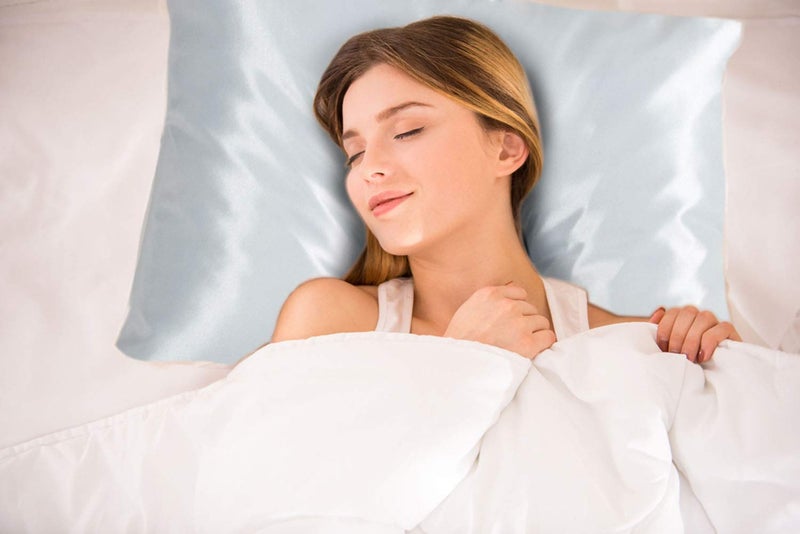SHOPBEDDING ShopBedding Luxury Satin Pillowcase for Hair - King Satin Pillowcase with Zipper  Baby Blue (Pillowcase Set of 2) - Blissford  - Image 5