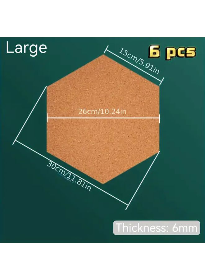Art Deco Hexagon Cork Board Tiles 6 Pack Self-Adhesive Wall Decor For Office Classroom Home - Image 3