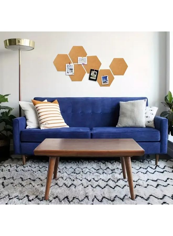 Art Deco Hexagon Cork Board Tiles 6 Pack Self-Adhesive Wall Decor For Office Classroom Home - Image 2
