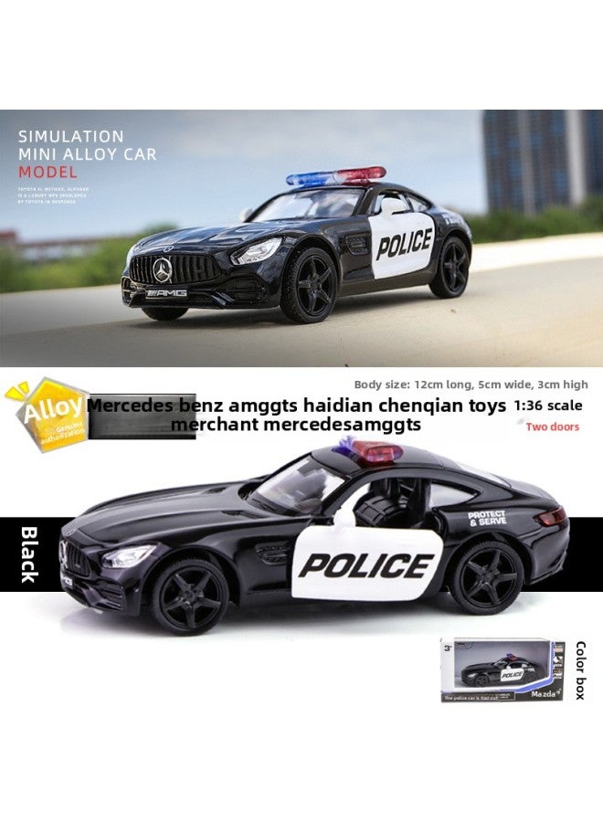 136 Scale Special Police Car Model Alloy Vehicle Simulation Car 110 Police Toy Set Realistic Detailing Diecast Metal-Color:1:36 Color Boxed-police Mercedes GT Sports Car-double Door Back Force  - Image 1