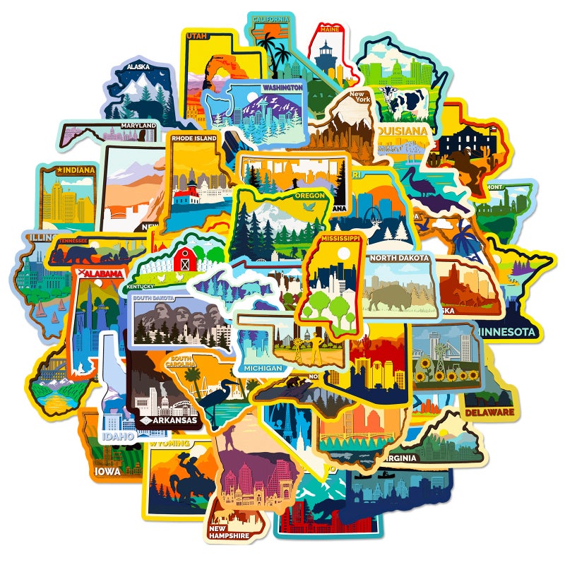 Generic 50 US States Map Stickers Graffiti Decals T01041118-created by the United States 51