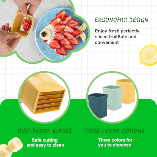 CEHNCEH 3PCS Strawberry Slicer: Fruit Slicer Cup, Strawberries Cutter Cup, Speed Cutter for Banana Grape Egg, Kitchen Portable Slicing Tool - Image 4
