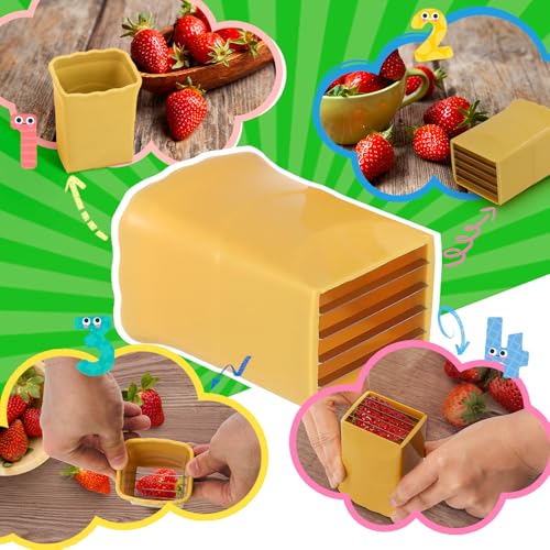 CEHNCEH 3PCS Strawberry Slicer: Fruit Slicer Cup, Strawberries Cutter Cup, Speed Cutter for Banana Grape Egg, Kitchen Portable Slicing Tool - Image 2