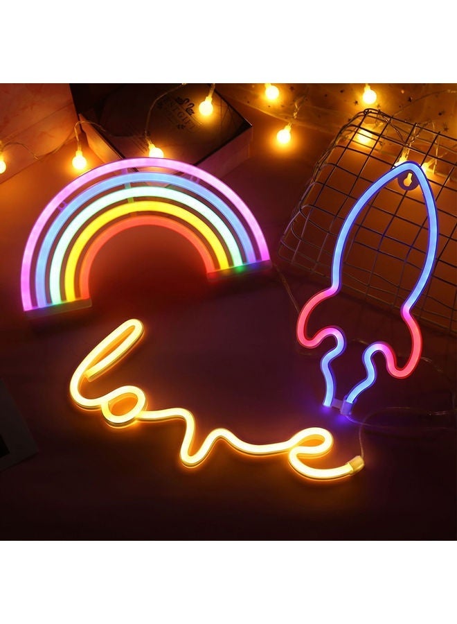 شاربدو طقم من 3 مصابيح نيون LED بألوان قوس قزح - Image 4