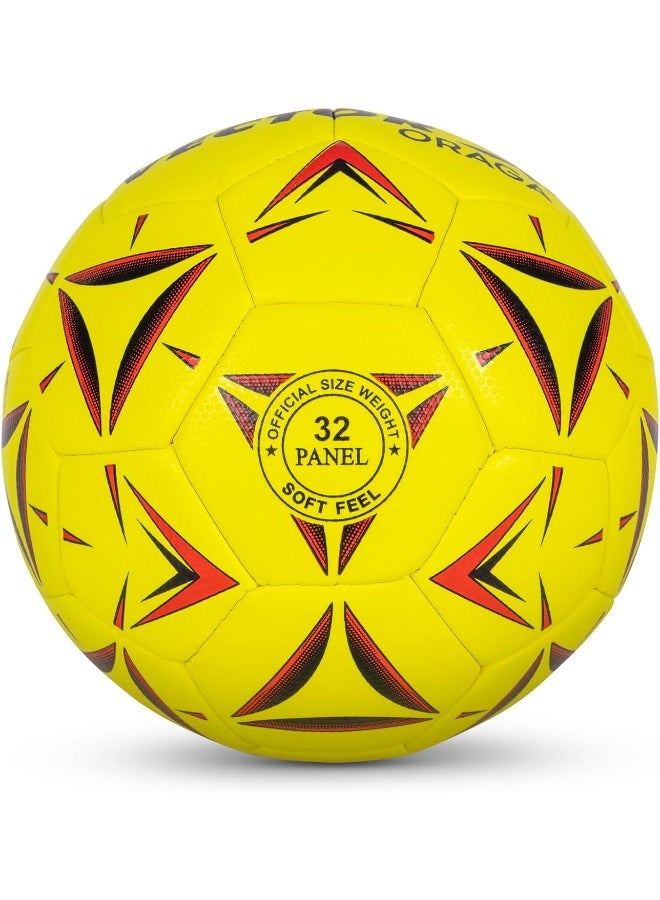 Vector X ORAGA Thermofused Futsal Ball – 32 Panel Indoor Soccer Ball, Yellow & Red, Size 5, Professional Training & Match Play, Durable & High Performance - Image 3