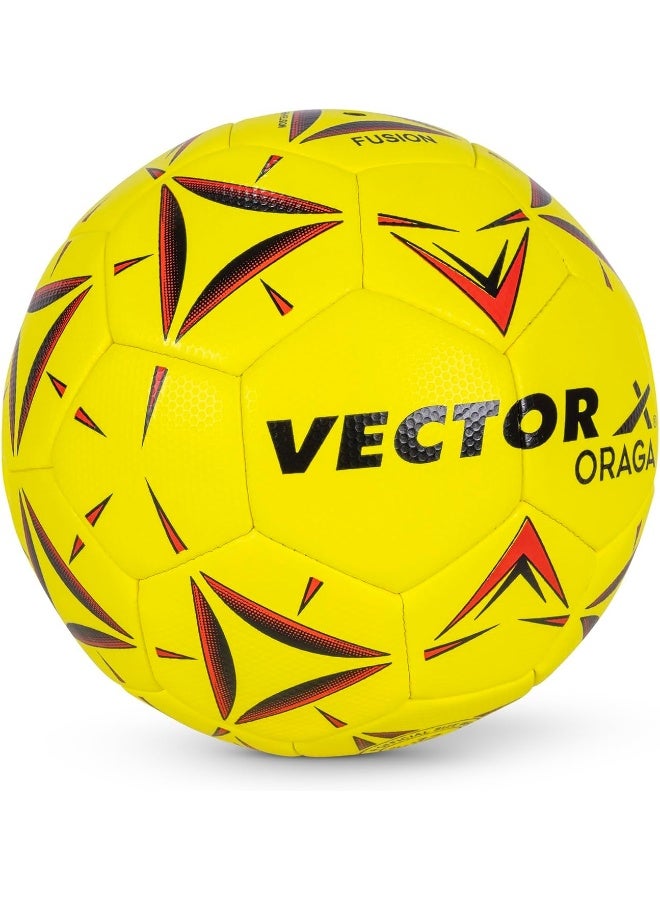 Vector X ORAGA Thermofused Futsal Ball – 32 Panel Indoor Soccer Ball, Yellow & Red, Size 5, Professional Training & Match Play, Durable & High Performance - Image 2
