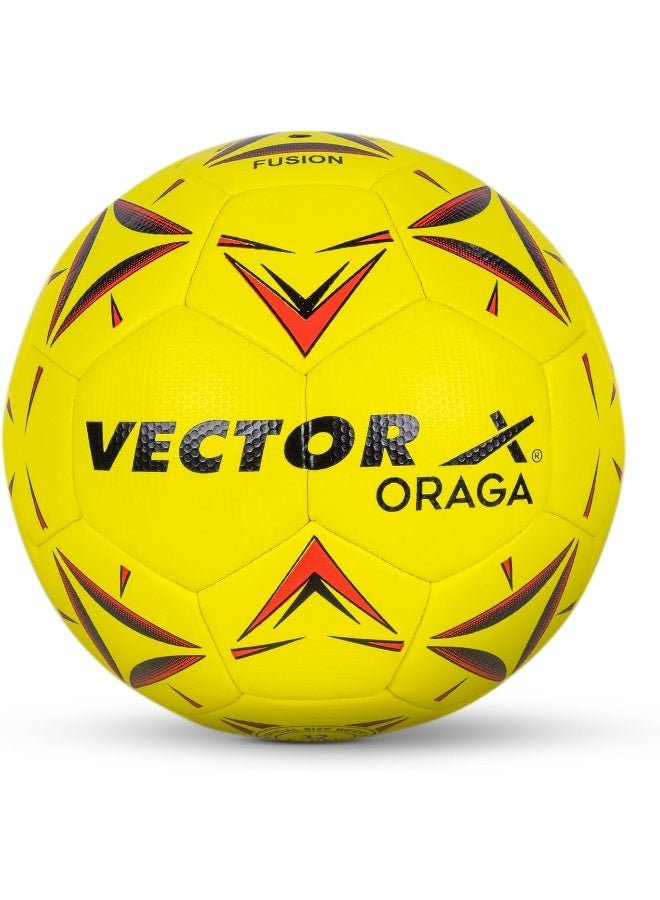 Vector X ORAGA Thermofused Futsal Ball – 32 Panel Indoor Soccer Ball, Yellow & Red, Size 5, Professional Training & Match Play, Durable & High Performance - Image 1