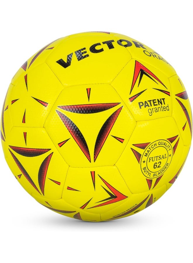 Vector X ORAGA Thermofused Futsal Ball – 32 Panel Indoor Soccer Ball, Yellow & Red, Size 5, Professional Training & Match Play, Durable & High Performance - Image 4