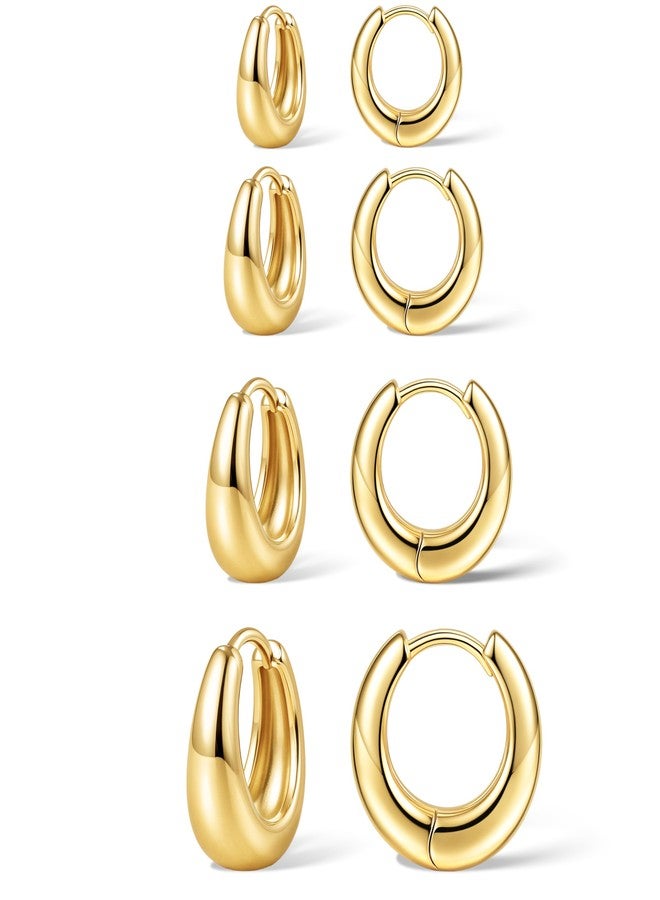 Poxtex Small Gold Huggie Hoop Earrings Set for Women Men Hypoallergenic 14K Plated Stack Cartilage Earrings, Multiple Piercing Lightweight Mini Thin Cute Dainty Trendy Jewelry Set Gifts for Women, universal - Image 1