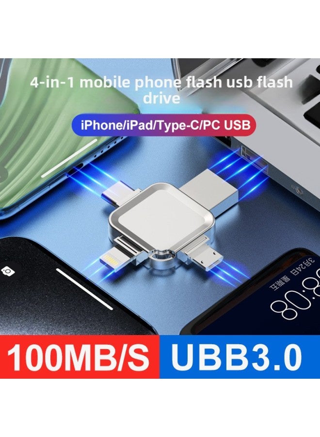 Loquat Mobile Phone U Disk Four In One OTG Computer Dual-purpose High-speed Metal U Disk For AppleFor HuaweiGift USB Flash Drive Customization-Color:Rose Gold-Capacity:64GB  - Image 3