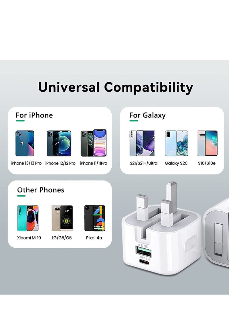 Yesido - 20W USB C Charger Block, 2-Ports [USB-C + USB] Charging Station, QC PD3.0 GaN Fast Charging Block, Type C Power Adapter for iPad Pro/iPhone/Samsung Note/Galaxy (Not with Cable) - Image 1