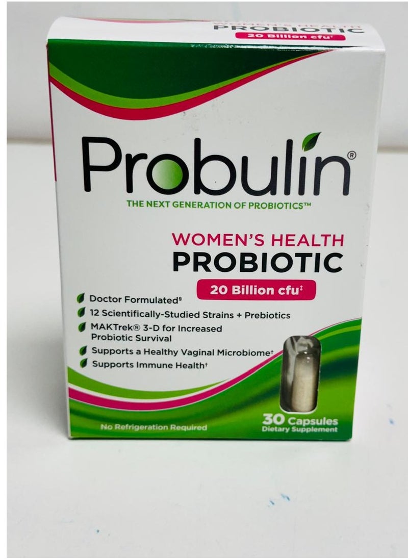 Probulin Women’s Health Probiotic 20 Billion CFU Support Digestive Health and Balance 30 Capsule Dietary Supplement 