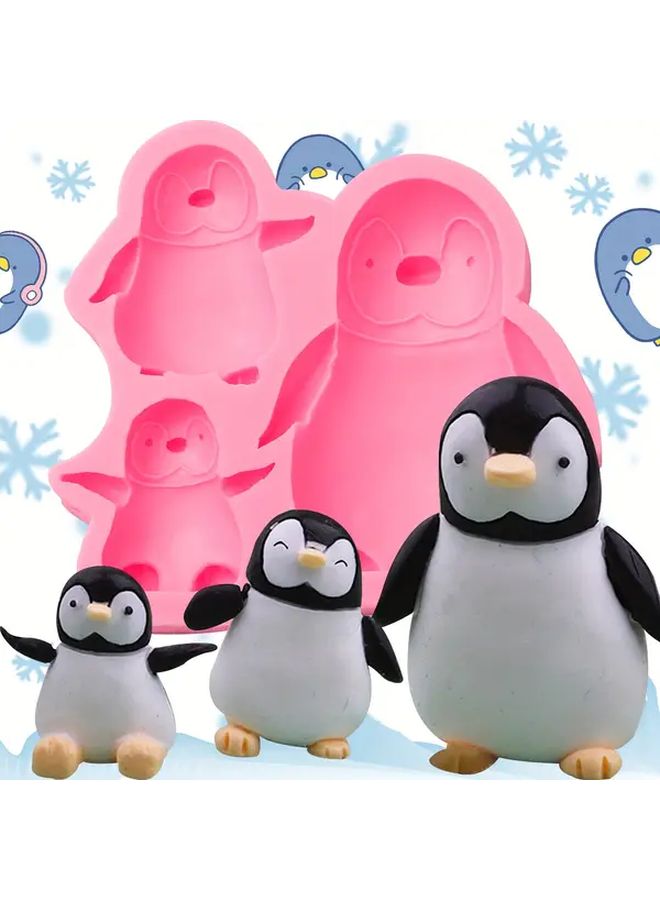 Pink Large Penguin Silicone Mold For Cake Decorating Cupcakes Chocolates Muffins Crafts Halloween Easter Valentine Thanksgiving Almond Jelly Epoxy Resin Polymer Clay Bpa Free - Image 1