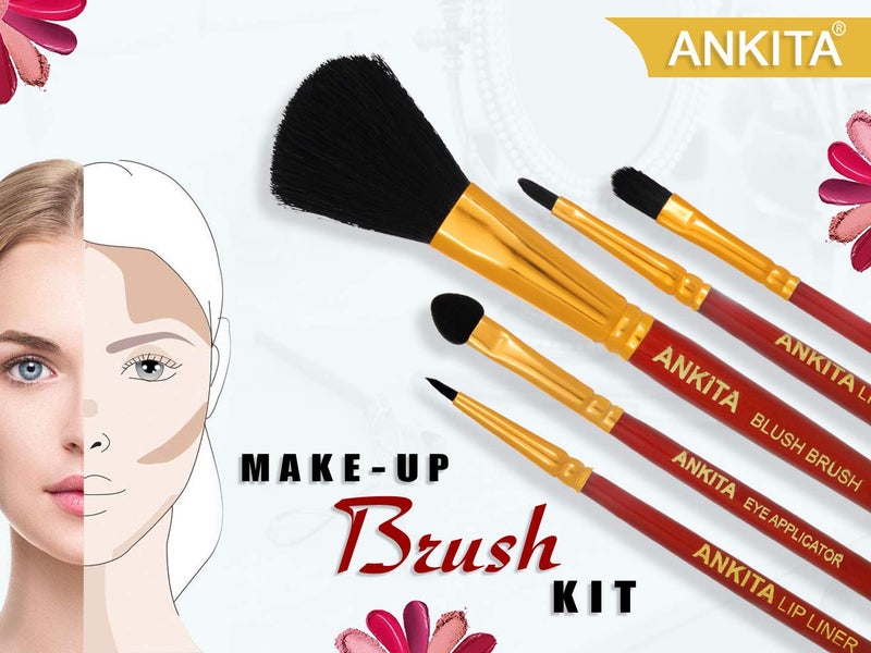 ANKITA Set of 5 Cosmetic Brushes | Make Up Brushes | Make Up Brushes Under 200 , Multicolor - Image 4
