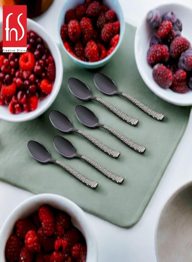 FnS Phoenix Stainless Steel Designer Black Dinner/Dessert Spoon | Ideal for Home, Restaurant and Kitchen |Elegant Design (6 PCs Dinner Spoon) - Image 4