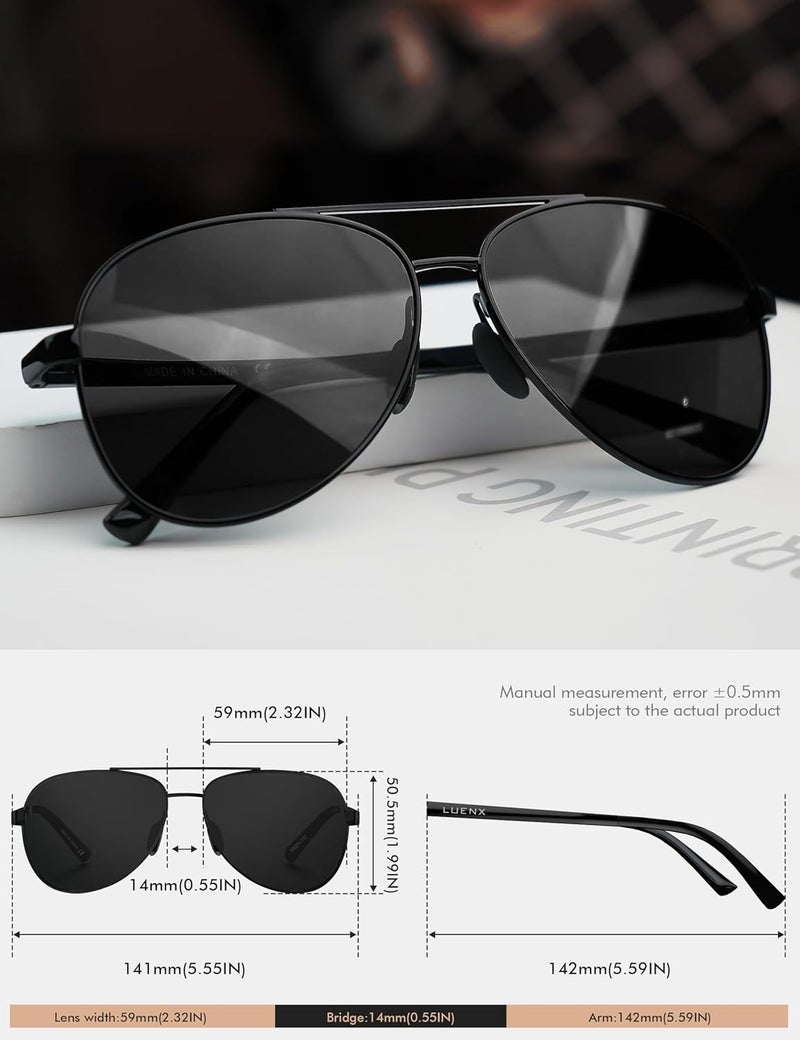 LUENX Aviator Sunglasses for Men Women Polarized - UV400 Protection, Stylish Shades, Driving, Outdoor Activities - Image 2