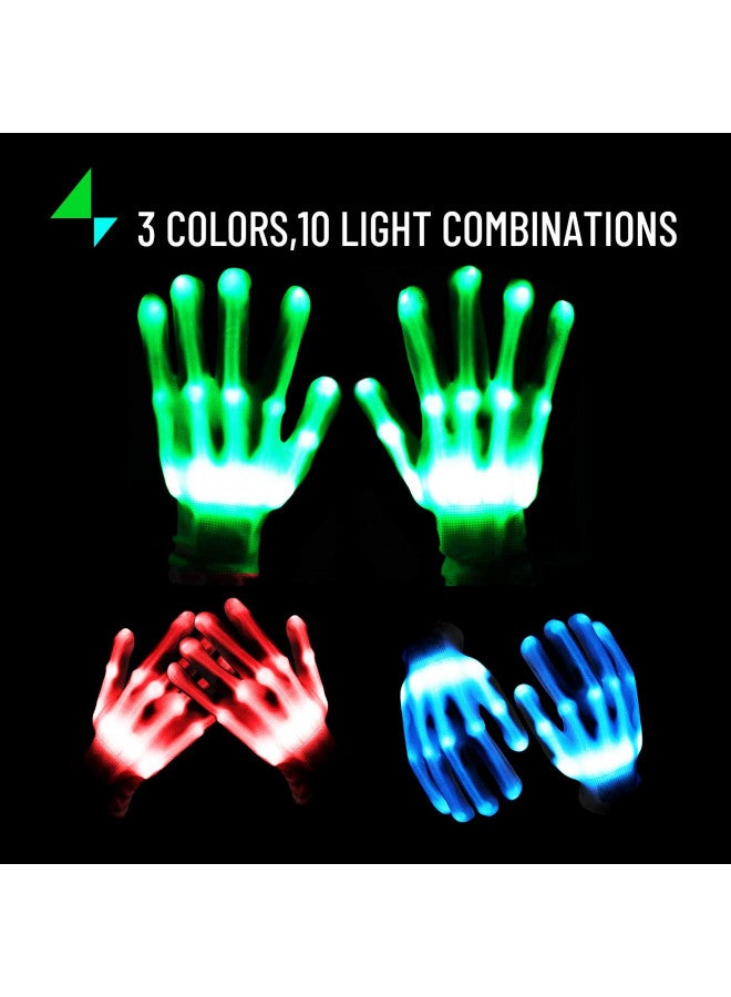 UWEIDOIT قفازات UWEIDOIT LED، قفازات بأضواء فلاش للأصابع، 3 ألوان 10 أوضاع قفازات مضيئة ملونة لعيد الميلاد، ملابس للحفلات، هدايا للأولاد والبنات - Image 1