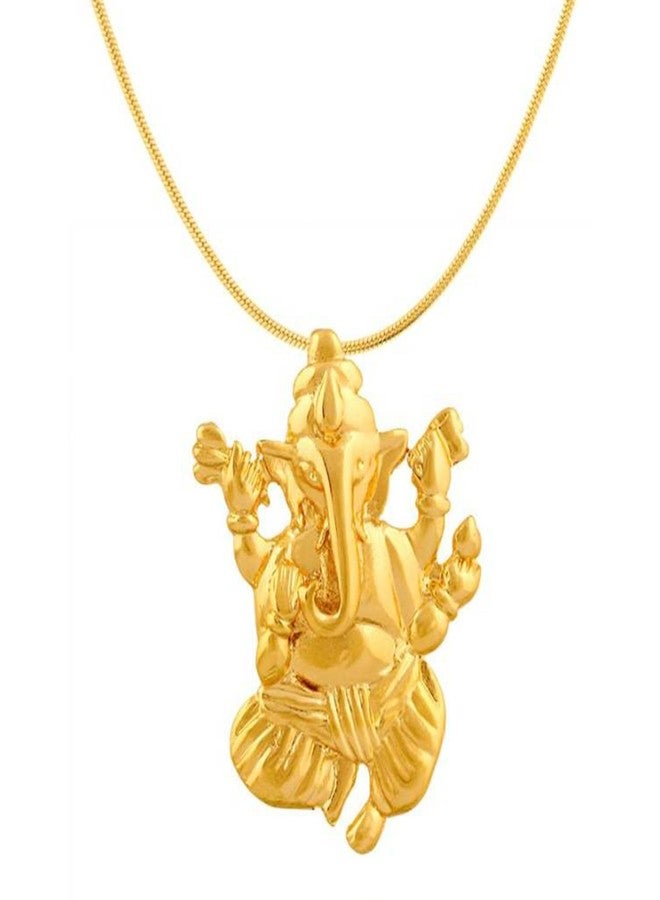 Mahi Gold Plated Vighna Ganesh ji Pendant with CZ for Women PS1101505G - Image 1