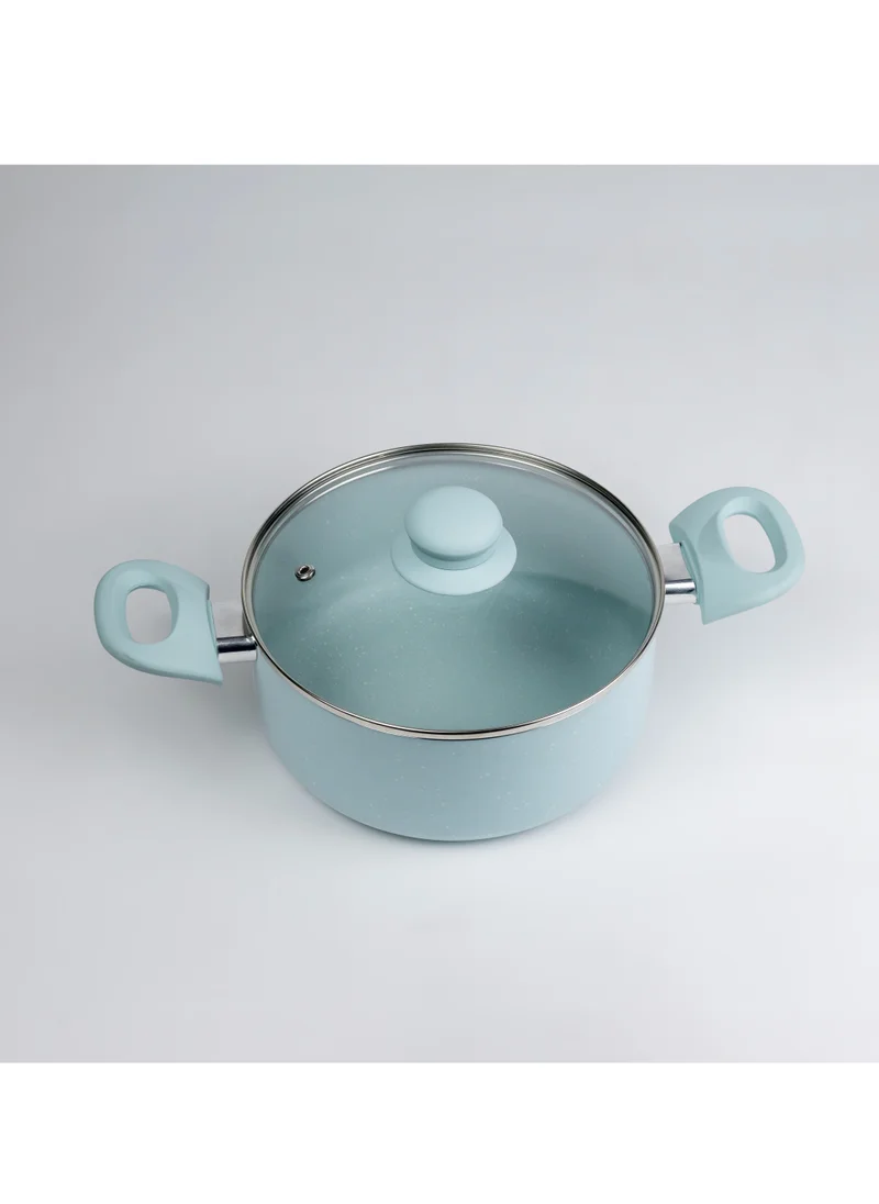 Wilson Oak Casserole with Lid and Marble Coating, Soft Touch Handle Stew Pot Suitable for Gas Electric Induction and Ceramic Stove Dutch Oven - 20cm – Blue