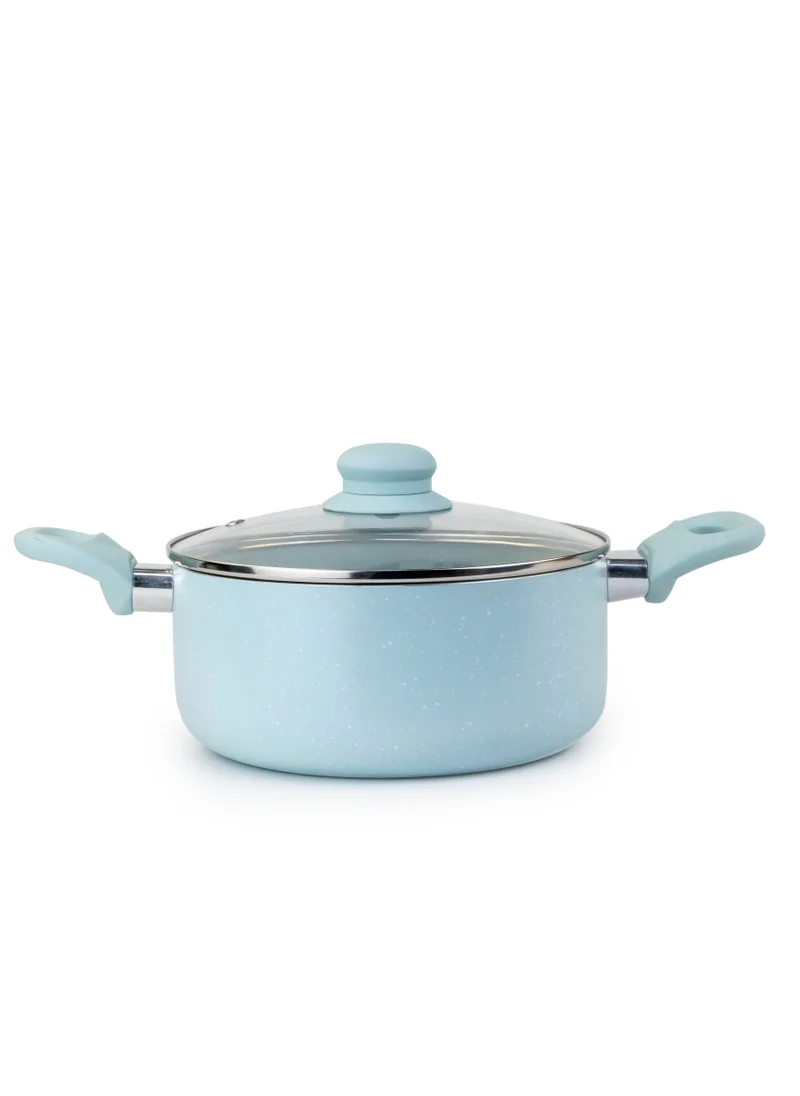 Wilson Oak Casserole with Lid and Marble Coating, Soft Touch Handle Stew Pot Suitable for Gas Electric Induction and Ceramic Stove Dutch Oven - 20cm – Blue