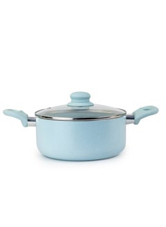 Wilson Oak Casserole with Lid and Marble Coating, Soft Touch Handle Stew Pot Suitable for Gas Electric Induction and Ceramic Stove Dutch Oven - 20cm – Blue  - Image 1