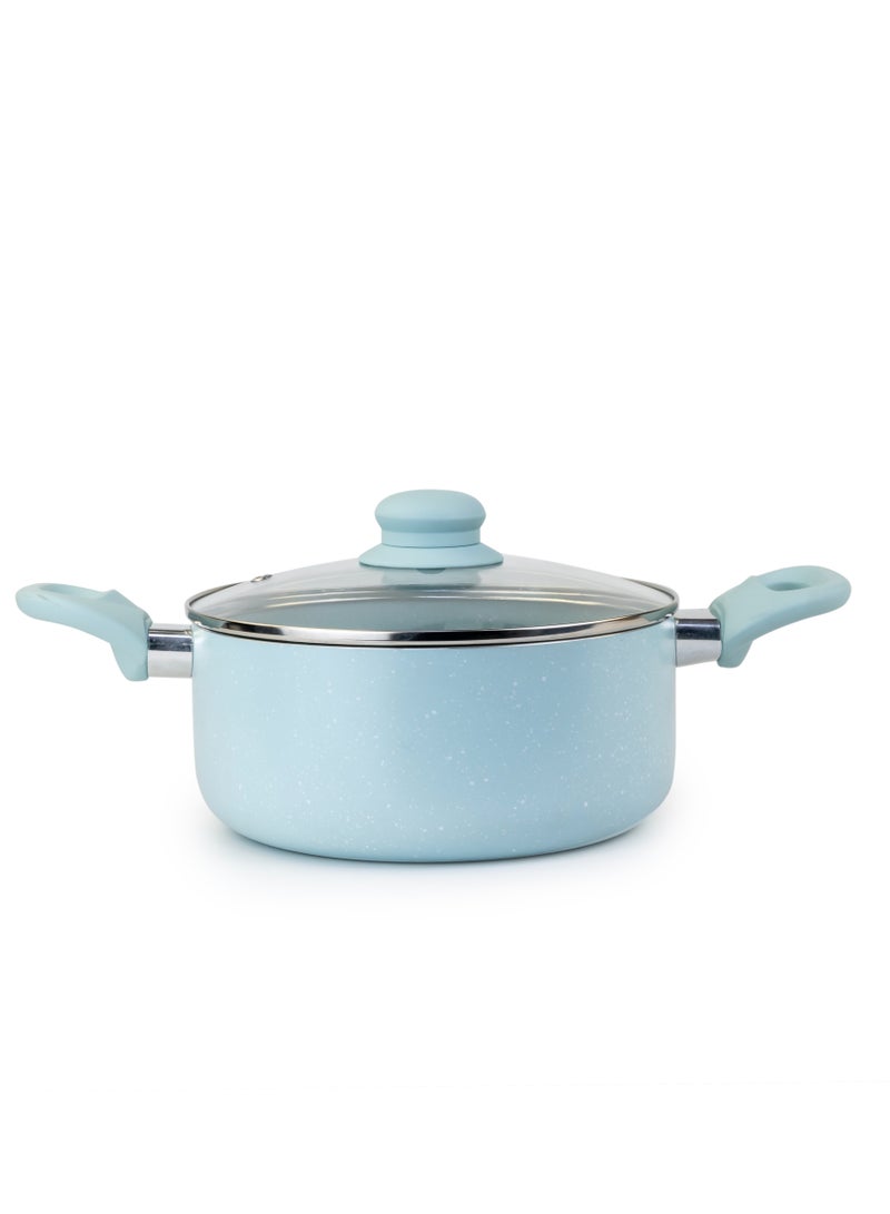 Wilson Oak Casserole with Lid and Marble Coating, Soft Touch Handle Stew Pot Suitable for Gas Electric Induction and Ceramic Stove Dutch Oven - 20cm – Blue  - Image 1