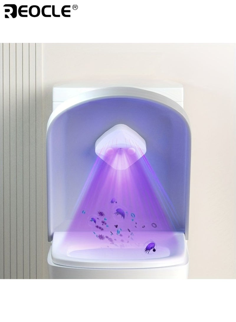REOCLE Smart Toilet Cleaner with UVC Light and USB Charging Design Multifunctional Purifier System with Double-Sided Tape for Home Bathroom Travel Use - Image 2